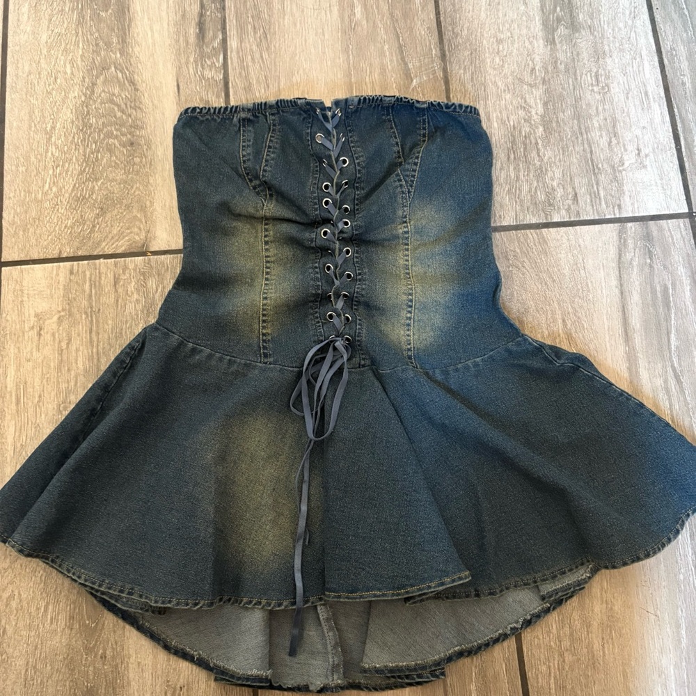 Denim Corset Dress with Lace-Up Front